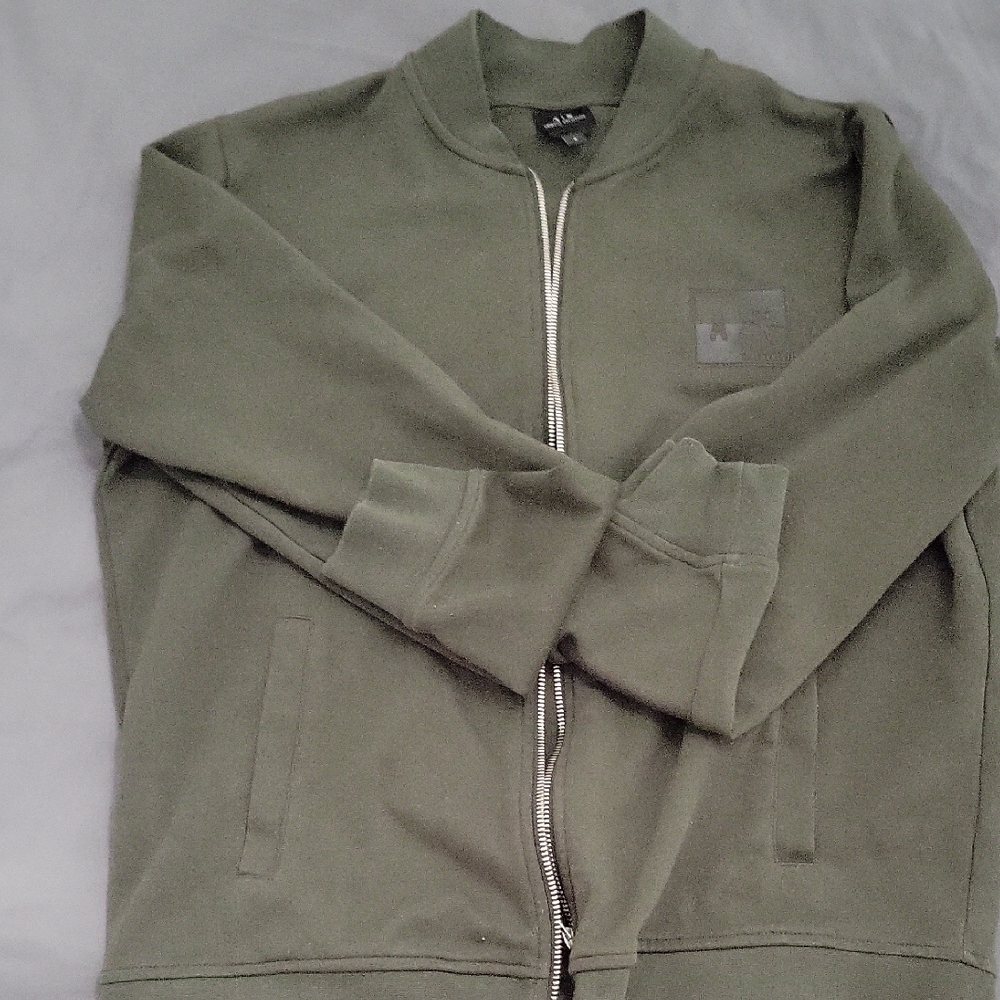 H&M Green Zip Up Sweater with Minimalist Design
